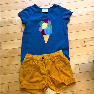 Hanna Anderson corduroy shorts & shirt bundle 110